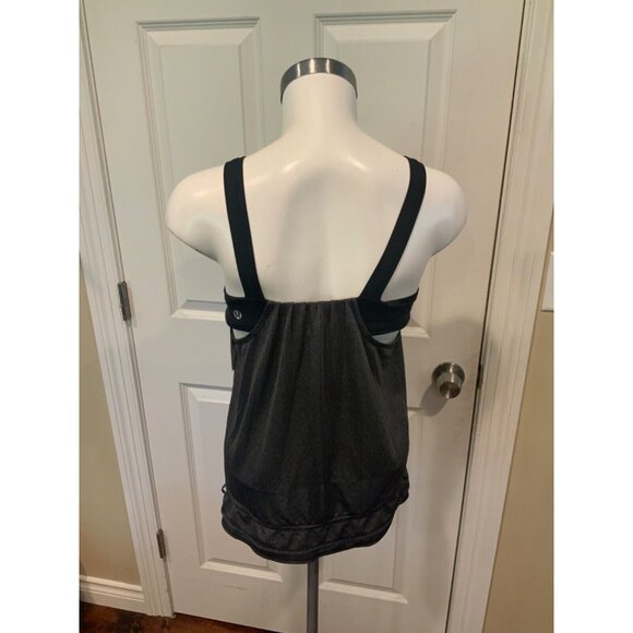 Lululemon Dark Gray Cinch Waist Tank Top W/ Sports Bra, Size 4 (US) - Picture 4 of 5